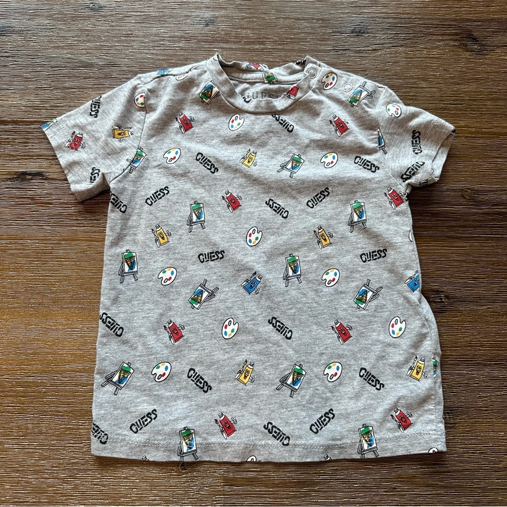 4/20$ GUESS Baby Toddler Kids Grey Graphic Art Print Shirt/Tee size 18 months